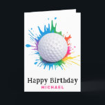 *~*  AP94  Rainbow Splash Golf Ball Birthday Card<br><div class="desc">(Search code AP914to find similar items ) Easily Transfer to other Zazzle Products. Energetically Enhanced by Anna Rosa Modern Fire Flames Golf Ball Birthday Card For Him | Personalized Sports Greeting Golf Ball Birthday Card – PERSONALIZE CUSTOMIZE fully . NAME , SENTIMENT , inside MESSAGE and SIGNATIRE all the text...</div>