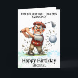 *~* AP94 Senior Man Golf Swinging Birthday Card<br><div class="desc">(Search code AP914to find similar items ) Easily Transfer to other Zazzle Products. Energetically Enhanced by Anna Rosa SeniorOld Older Man golfer with glasses and determination. QUOTE Fore-get your age — just keep swinging! Determined Golfer :) Funny Golf Birthday Card – PERSONALIZE CUSTOMIZE fully . NAME , SENTIMENT , inside...</div>