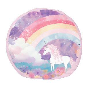 *~* AP96  Whimsical  Kids Rainbow  UNICORN Pouf