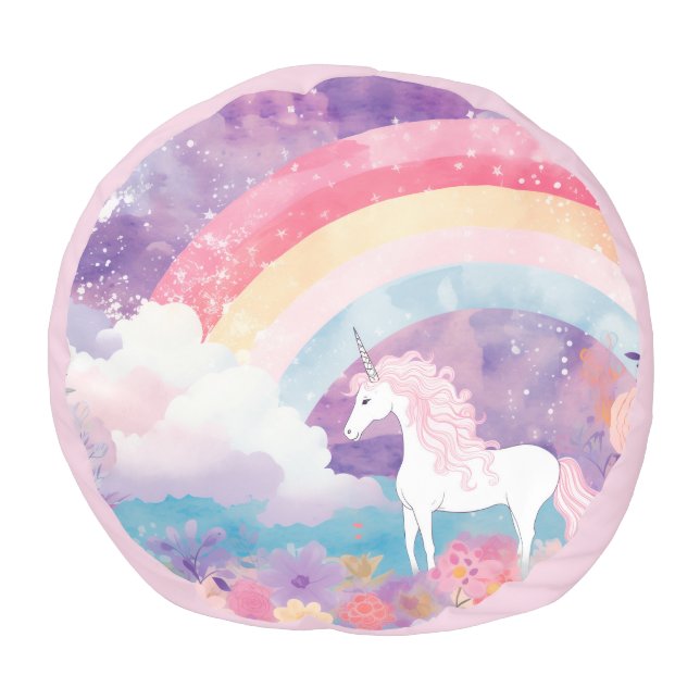 *~* AP96  Whimsical  Kids Rainbow  UNICORN Pouf (Top)