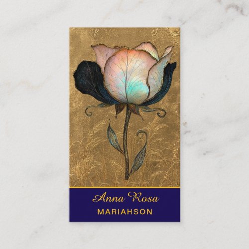 *~* AP98 Elegant Flower Gold 12  Rich  QR Floral  Business Card