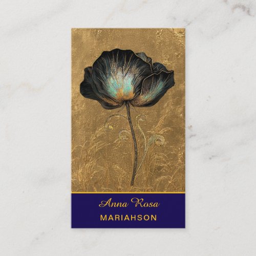 *~* AP98 Elegant Flower Gold 14  Vintage  QR  Business Card