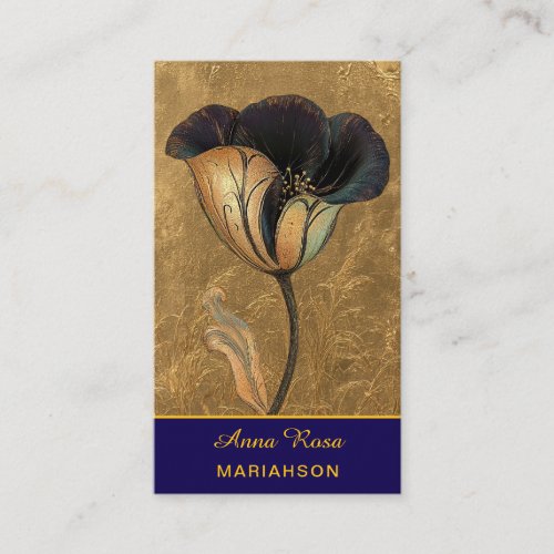 *~* AP98 Elegant Flower Gold 15  Rich  QR Floral  Business Card