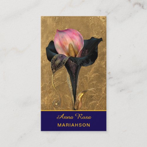 *~* AP98 Elegant Flower Gold 20 Vintage  QR  Business Card