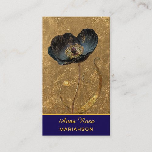 *~* AP98 Elegant Flower Gold 27  Vintage  QR  Business Card
