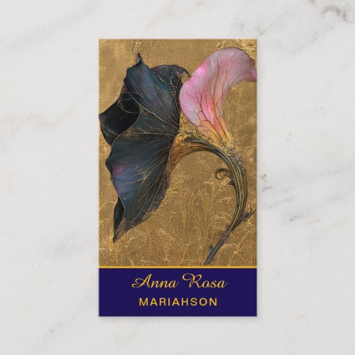 *~* AP98 Elegant Flower Gold 29  Rich  QR Floral  Business Card