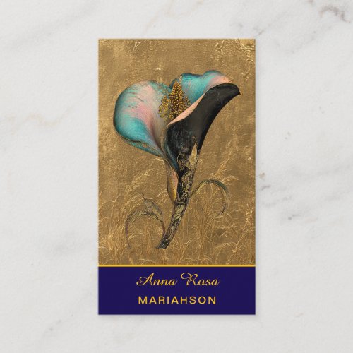 *~* AP98 Elegant Flower Gold 2  Rich  QR Floral  Business Card