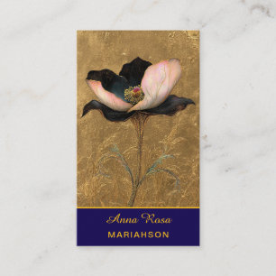 *~* AP98 Elegant Flower Gold 4 Vintage QR Business Card