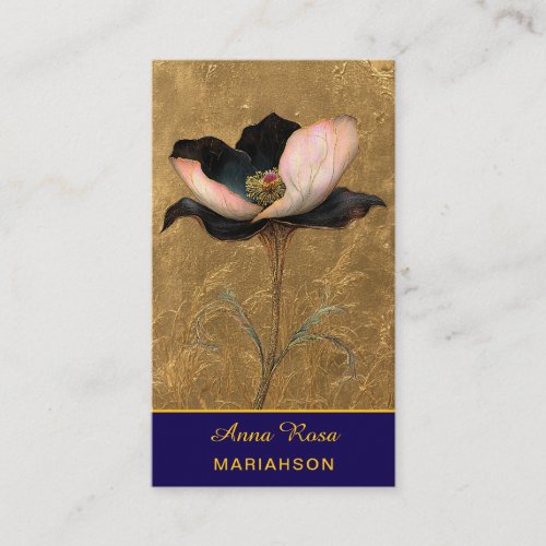 *~* AP98 Elegant Flower Gold 4  Vintage  QR  Business Card