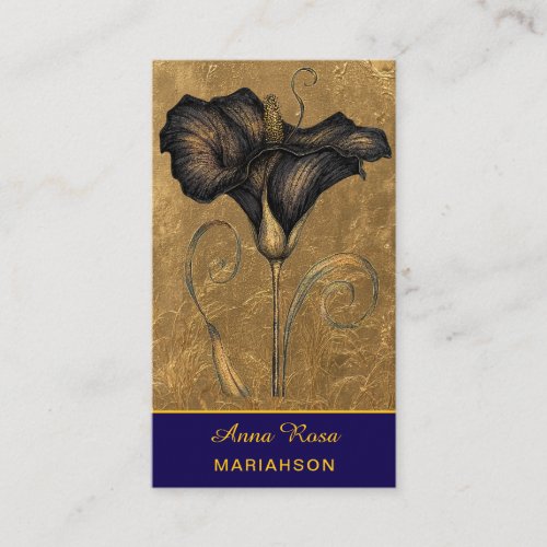 *~* AP98 Elegant Flower Gold 7  Rich  QR Floral  Business Card