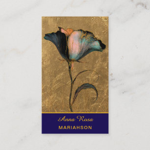 *~* AP98 Elegant Flower Gold  Vintage  QR 23   Business Card