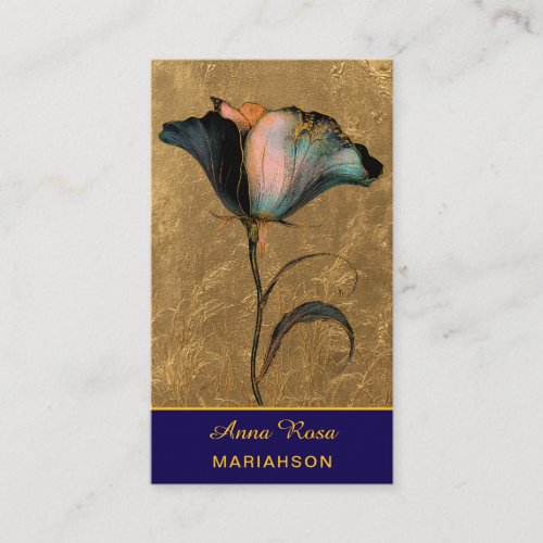 *~* AP98 Elegant Flower Gold  Vintage  QR 23   Business Card