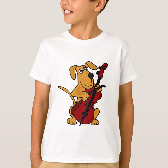 AP- Brown Puppy Dog Playing the Cello T-Shirt (Front)