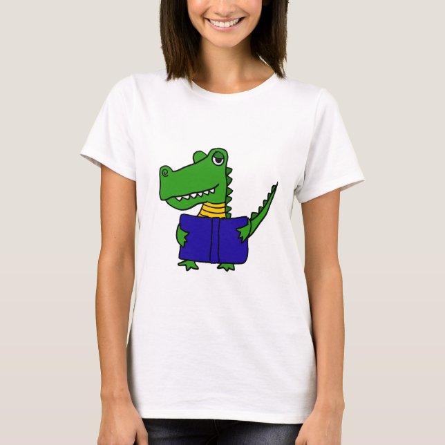 AP- Funny Alligator Reading a Book T-Shirt (Front)