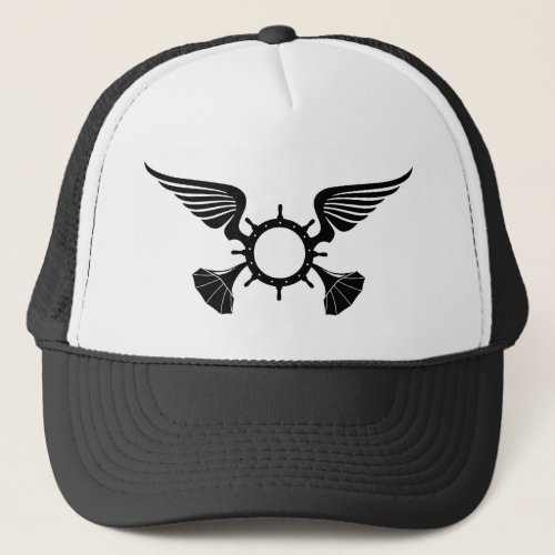 AP Trucker Hat  _ Black on White _ black meshbrim
