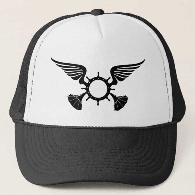 AP Trucker Hat  - Black on White - black mesh/brim (Front)
