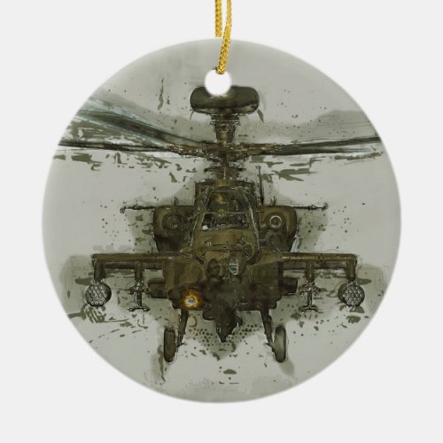 Apache Attack Helicopter Ceramic Ornament