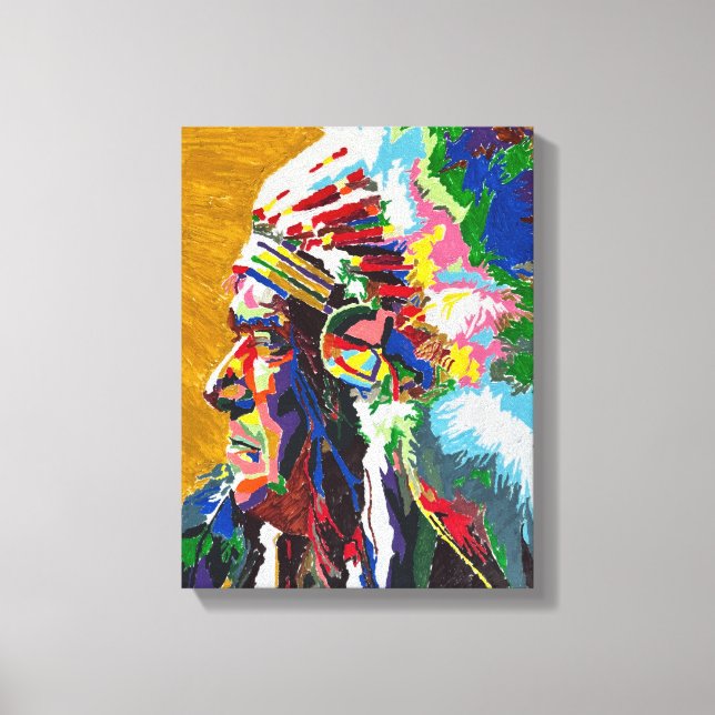 Apache Chief Painted by Mark Elsen Canvas Print (Front)
