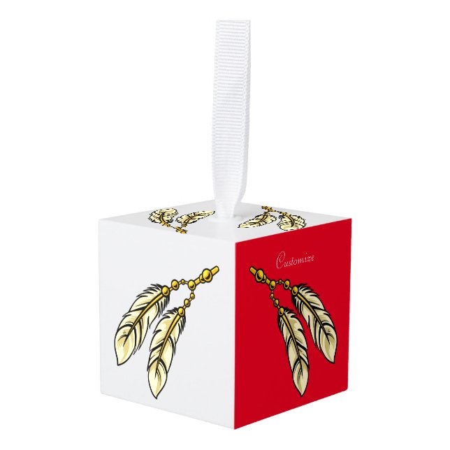 Apache Feathers Thunder_Cove Cube Ornament (Front Angled)
