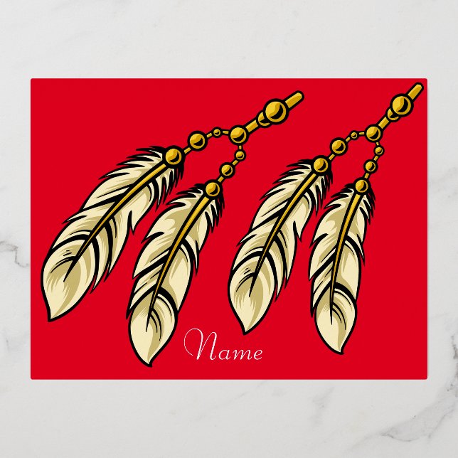 Apache Feathers Thunder_Cove Foil Holiday Postcard (Front)