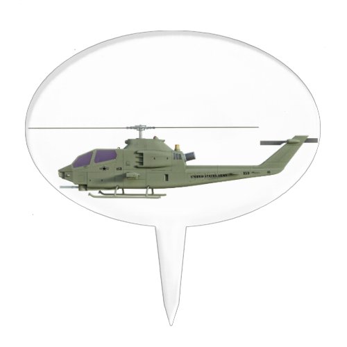 Apache helicopter in side view profile cake topper