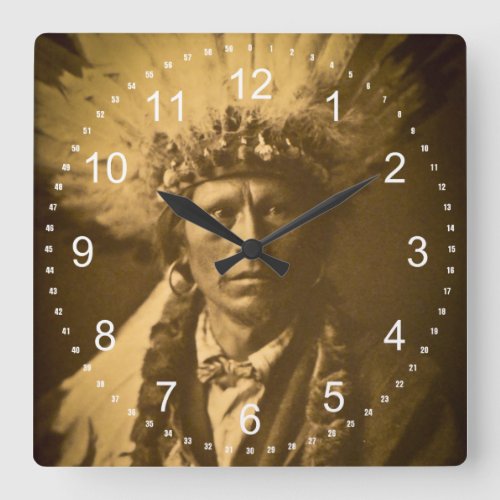 Apache Indian Chief Garfield Jicarilla Vintage Square Wall Clock