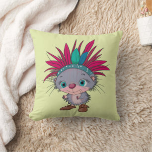 Apache porcupine throw pillow