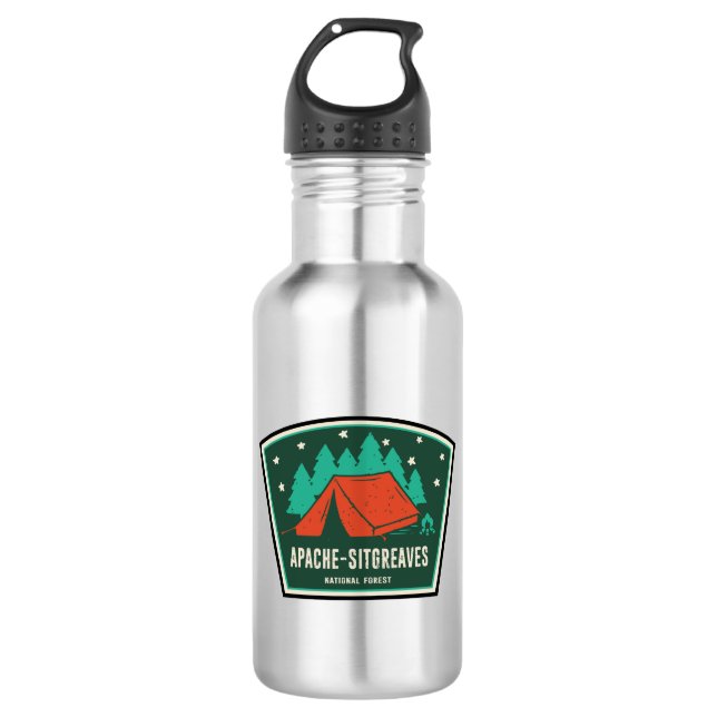 Apache-Sitgreaves National Forests Camping Stainless Steel Water Bottle (Front)