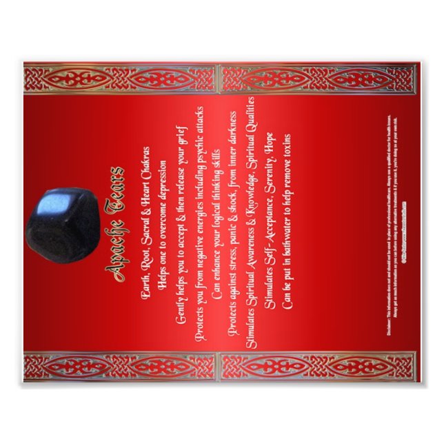 Apache Tears Property Chart Photo Print (Front)