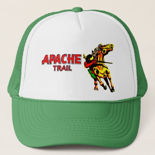 Apache Trail 1 Native American on Horseback With Trucker Hat