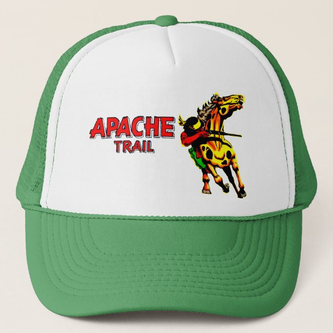 Apache Trail #1, Native American on Horseback With Trucker Hat
