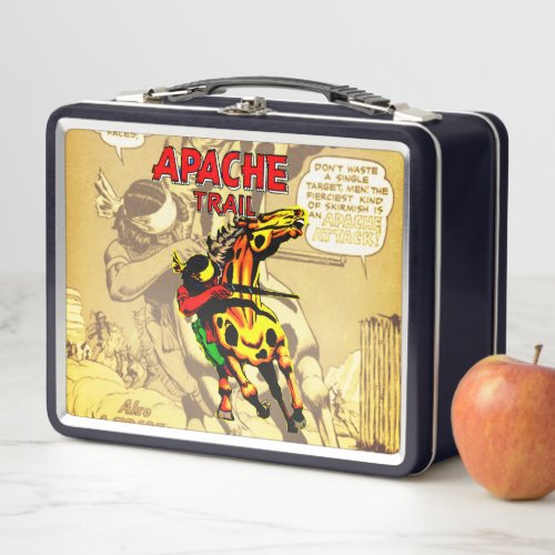 Apache Trail 1 Native American With Banner Metal Lunch Box