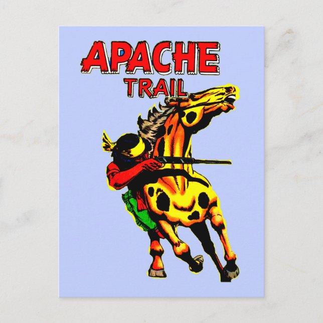 Apache Trail #1, Native American With Banner Postcard (Front)
