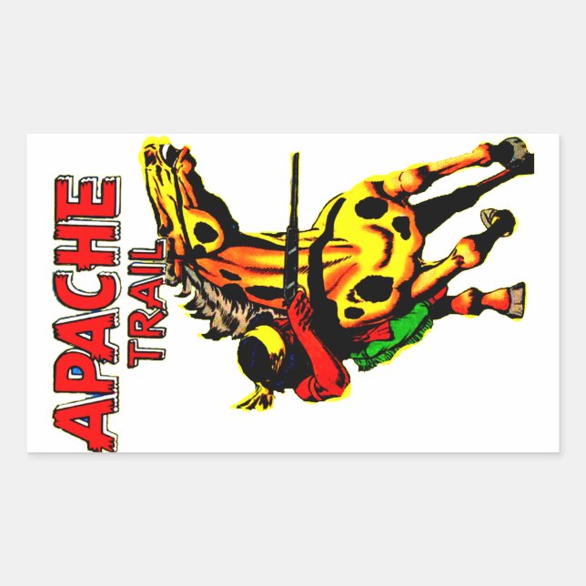Apache Trail #1, Native American With Banner Rectangular Sticker (Front)