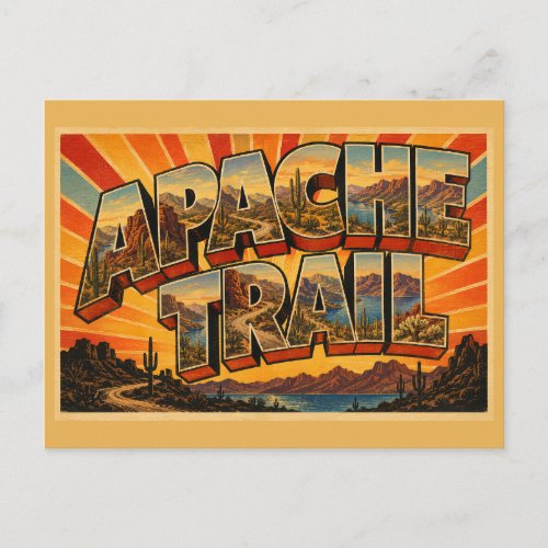 Apache Trail Arizona Desert Canyon Drive Art Postcard