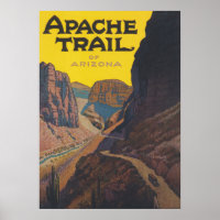 Apache Trail in Arizona Vintage Travel Poster