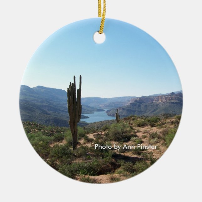 Apache Trail Saguaro Ceramic Ornament (Front)