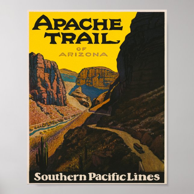 Apache Train of Arizona Vintage Travel Poster (Front)