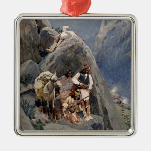 Apache Tribe Fighting American Indian Wars Metal Ornament