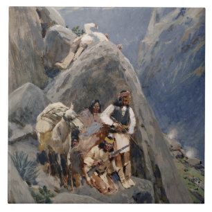 Apache Warriors: Ambush on American Cavalry Ceramic Tile