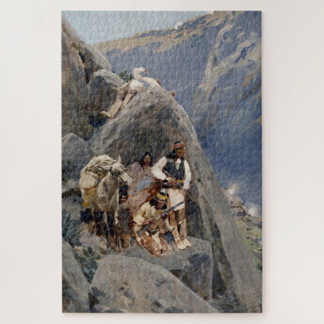 Apache Warriors: Ambush on American Cavalry Jigsaw Puzzle (Vertical)