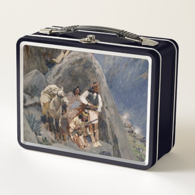 Apache Warriors: Ambush on American Cavalry Metal Lunch Box (Front)