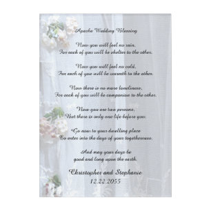 Apache Wedding Blessing 10x14 Personalized Acrylic Print