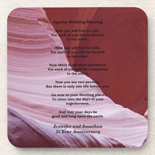 Apache Wedding Blessing, Anniversary Gift Drink Coaster (Front)