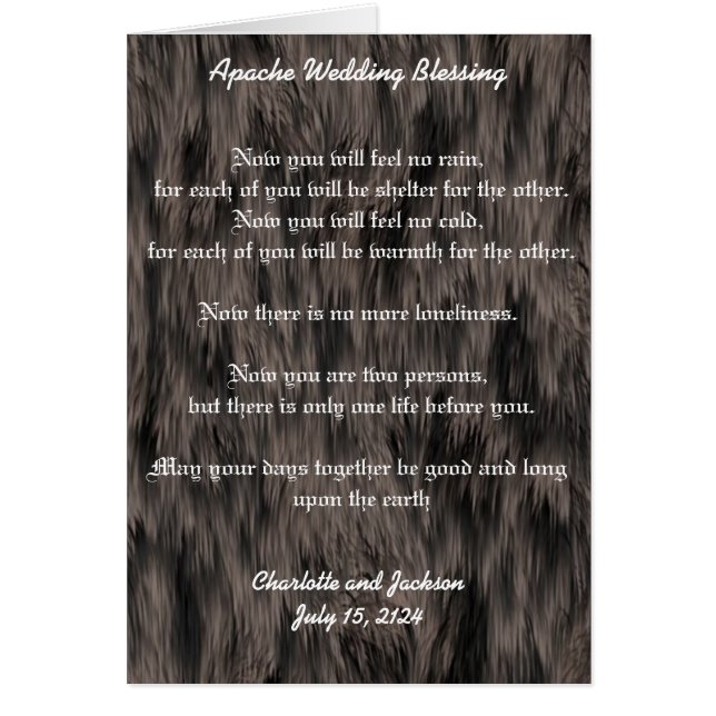 Apache Wedding Blessing  Black Fur Cards (Front)