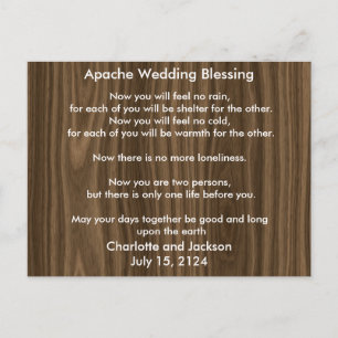 Apache Wedding Blessing Dark Wood Grain Postcard