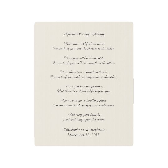 Apache Wedding Blessing Faux Burlap Background Metal Print Zazzle Apache Wedding Blessing Faux Burlap Background Metal Print