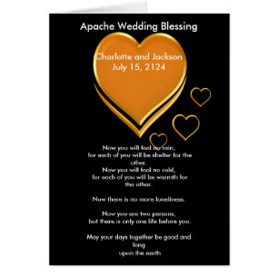 Apache Wedding Blessing Gold Hearts Cards