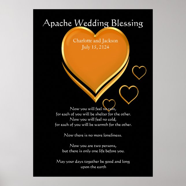 Apache Wedding Blessing Gold Hearts Poster (Front)