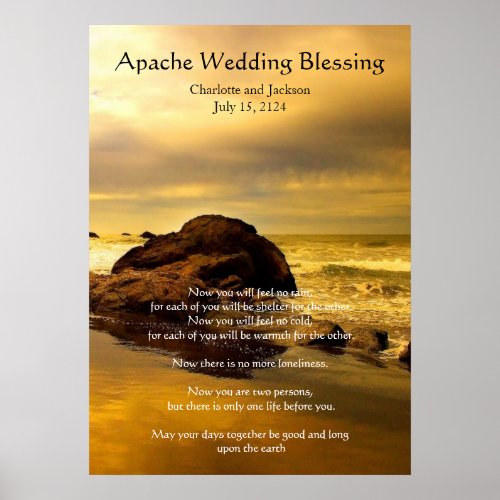Apache Wedding Blessing Gold Ocean Rock Poster